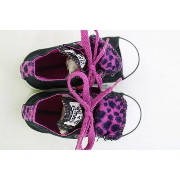 Converse All Star Little Girls 7 Toddler Double Tongue OX Sneakers Leopard Print - Picture 10 of 11